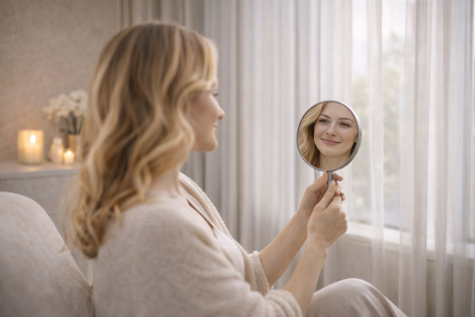 A calm, private consultation room with a comfortable chair and soft lighting.